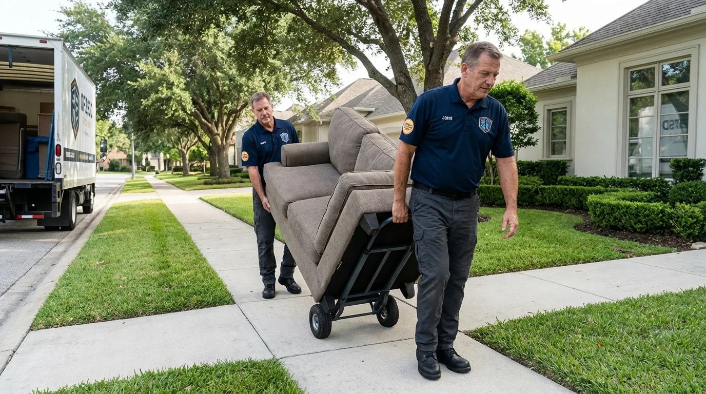 Local residential moving crew loading furniture in Charleston, IL